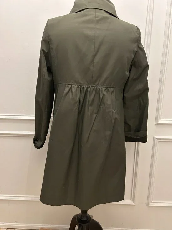 DKNY Olive Green Lightweight Trench Coat Women’s Large Classic Jacket - Picture 3 of 5